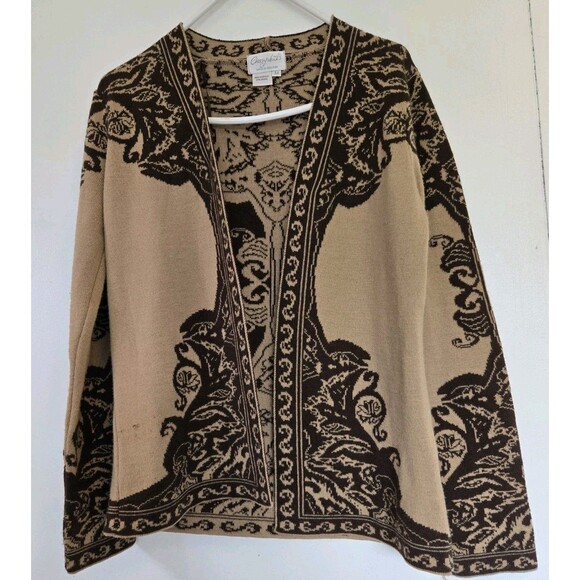 VTG Cherry Lewis Cardigan Womens M Sweater Brown Wool Blend England Casual Fall - Picture 1 of 7